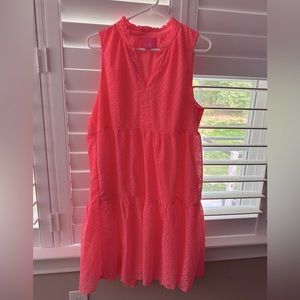 Lily Pulitzer Novella Swing Dress - LARGE in coral. Eyelet.